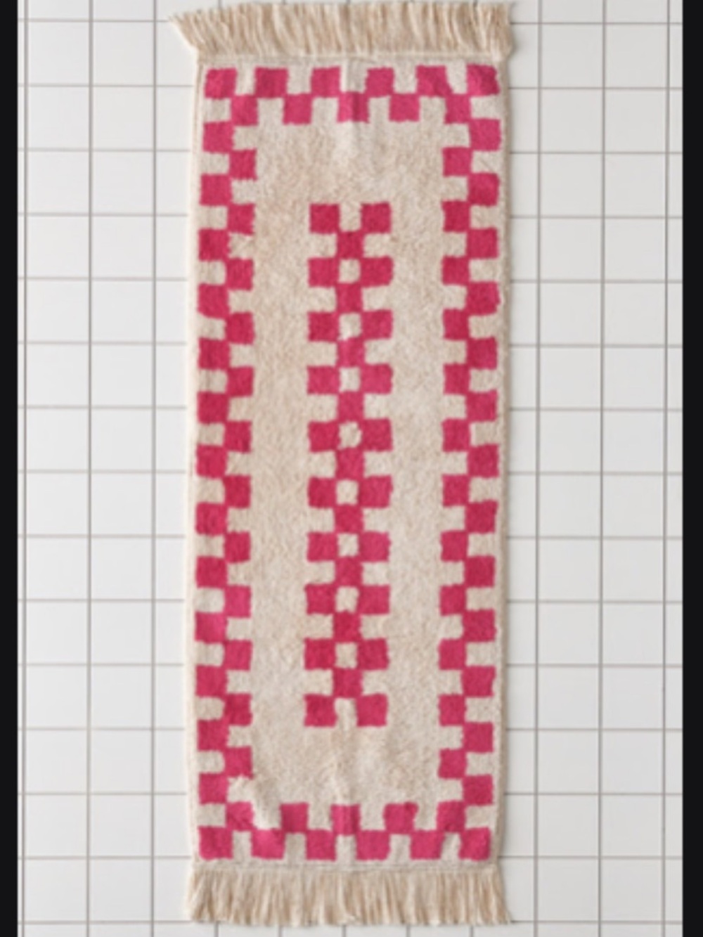 Urban Outfitters Pink & Cream Geometric Runner Rug